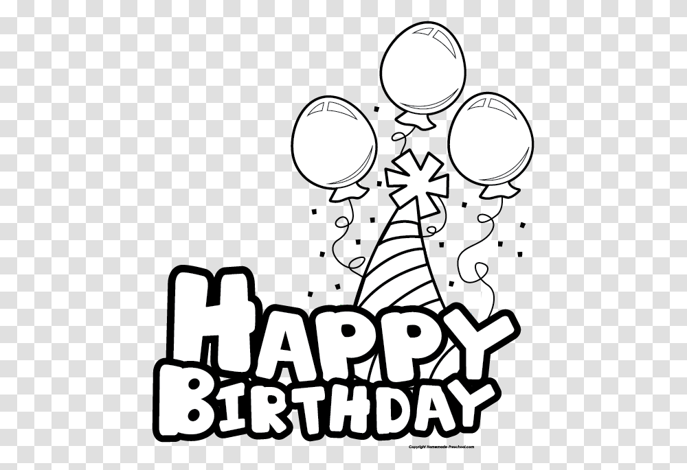 Collection Of Happy Birthday Balloons Clipart Black Black And White Clip Art Birthday, Doodle, Drawing Transparent Png