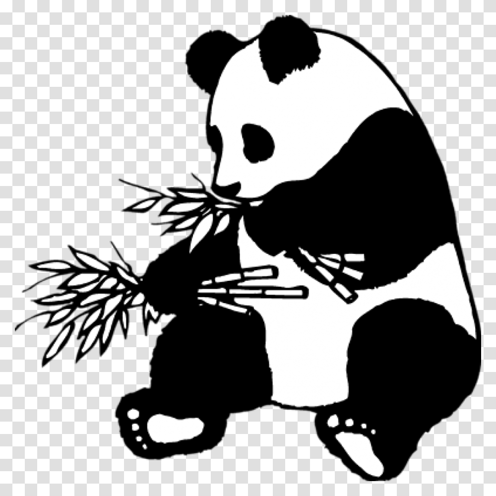 Collection Of Panda Clipart Black And White Panda Clipart Black And White, Person, Human, Stencil, Smelling Transparent Png