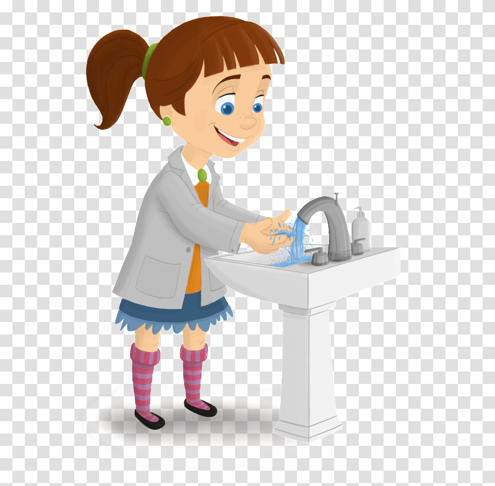Collection Of Washing Hands With Soap Clipart Wash Your Hands Cartoon, Person, Human, Female Transparent Png