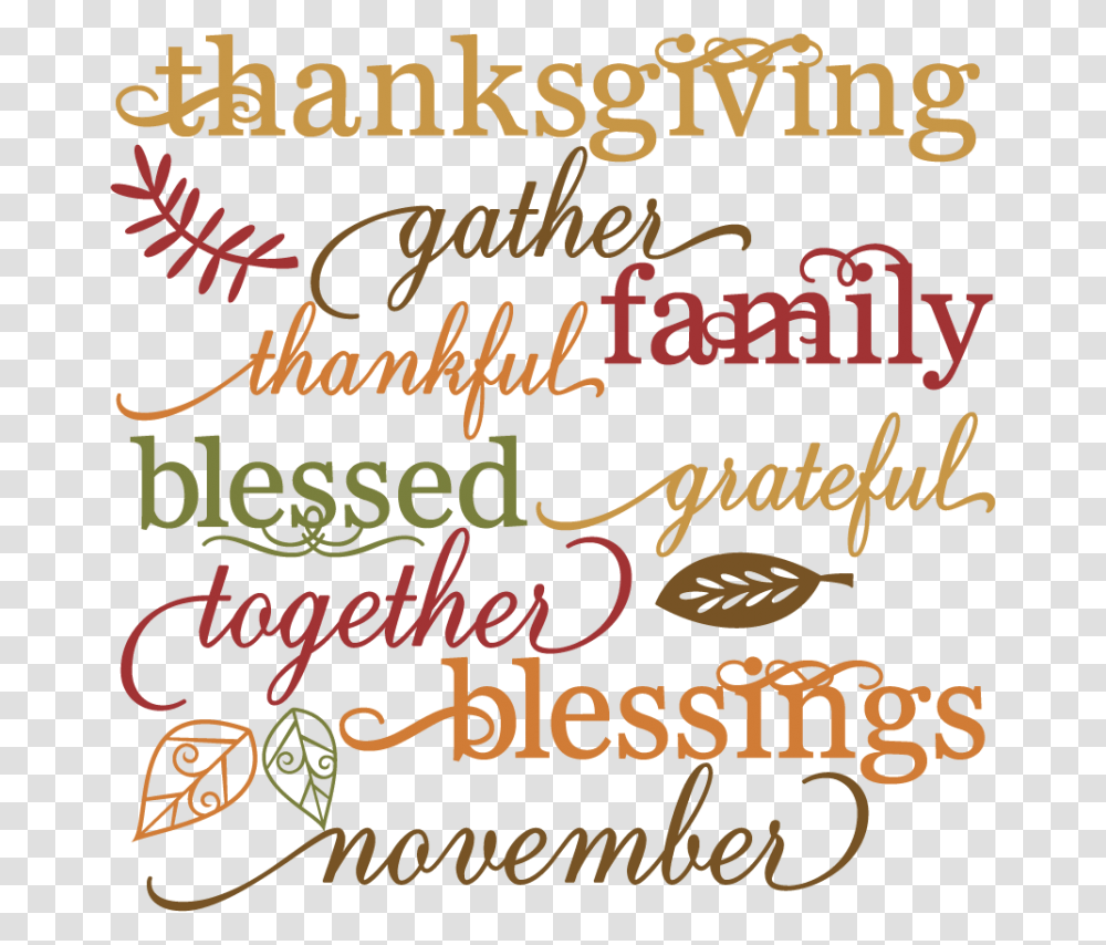 Collection Of Word Blessed Thanksgiving Family And Friends, Alphabet, Handwriting, Letter Transparent Png