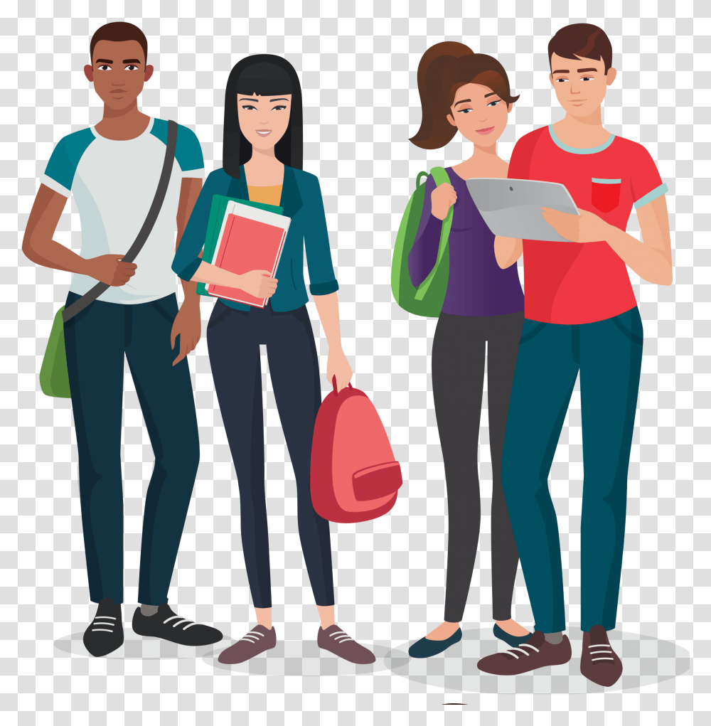 College Planning Cool University Students Characters, Person, Human, People, Standing Transparent Png