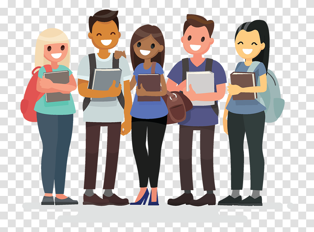 College Student Cartoon, Person, People, Crowd, Word Transparent Png