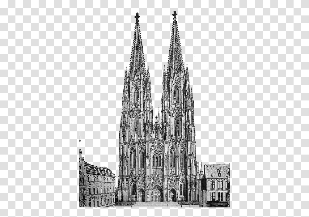 Cologne Cathedral West Facade, Church, Architecture, Building, Spire Transparent Png