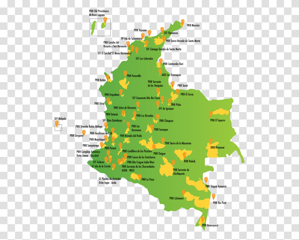 Colombia National Parks Mapa De Parques Nacionales De Colombia, Plot, Diagram, Atlas, Vegetation Transparent Png