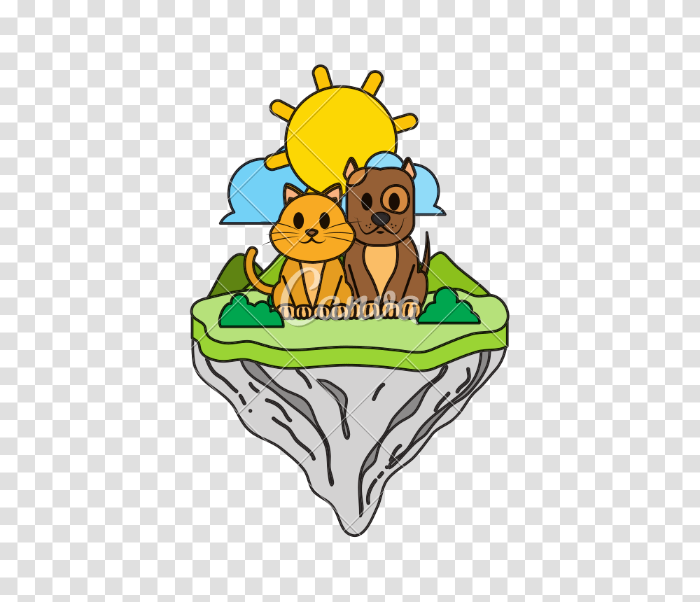 Color Cat And Dog Friends In Float Island, Animal, Food, Poster Transparent Png