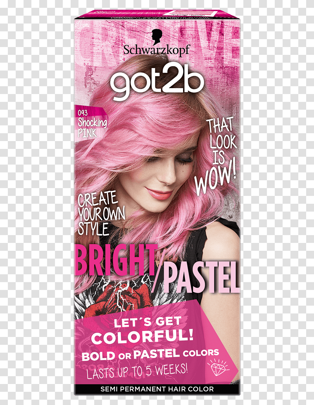 Color Com Bright Pastel 093 Shocking Pink Got2b Pink Hair Dye, Magazine, Tabloid, Person, Human Transparent Png