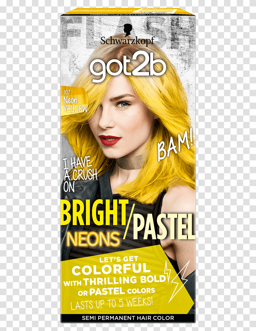 Color Com Bright Pastel Neons 107 Neon Yellow Got2b Hair Dye 5 Weeks Neon, Magazine, Tabloid, Person, Human Transparent Png