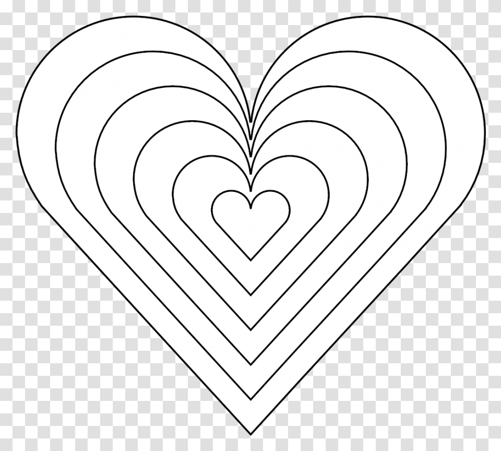 Color Heart Black White Line Art 999px Rainbow Heart Coloring Page, Rug Transparent Png