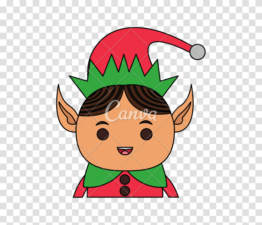 Color Image Cartoon Half Body Christmas Elf With Long Ears, Apparel, Party Hat, Costume Transparent Png