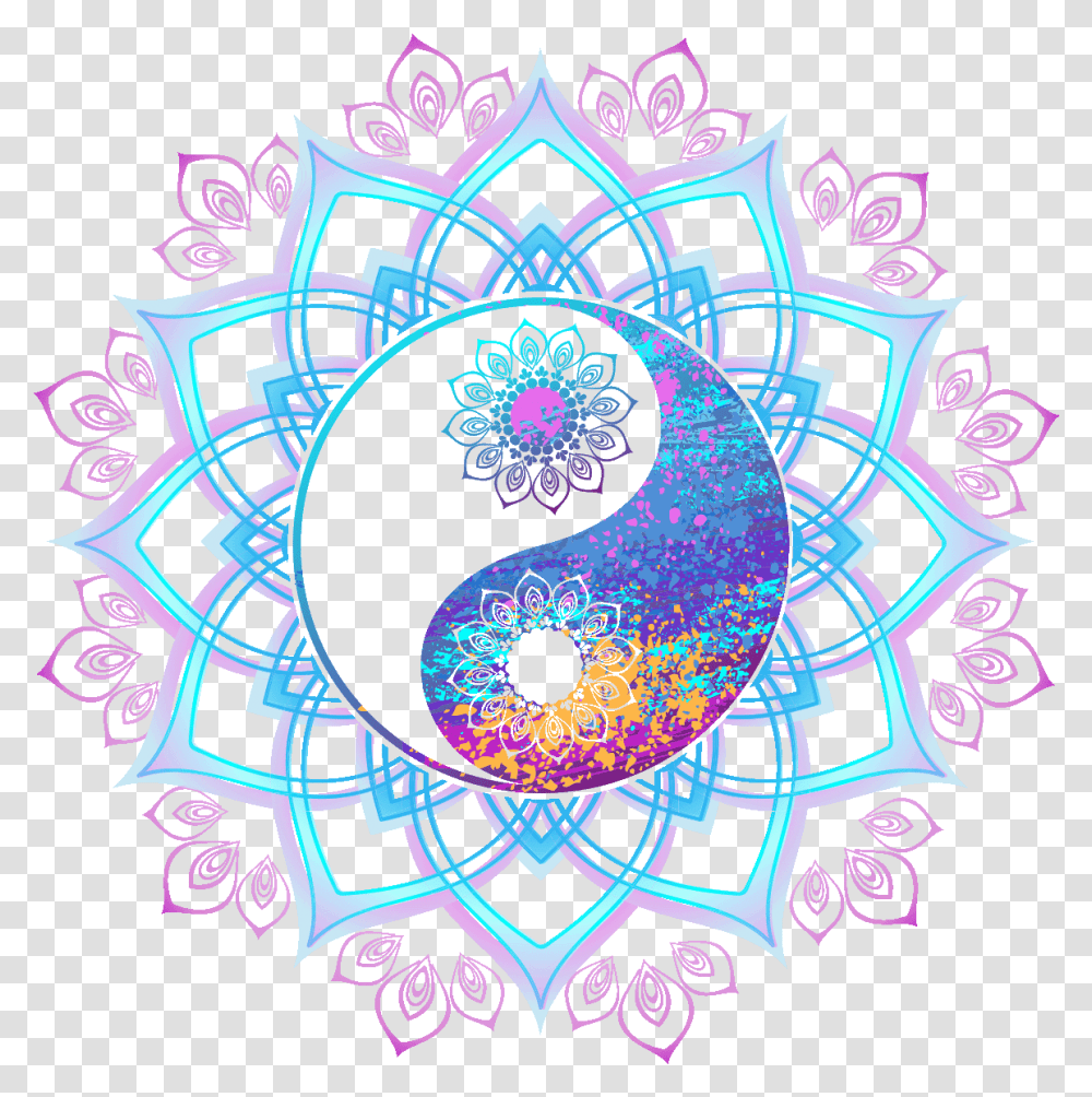 Color Mandalas Yin Yang, Pattern, Fractal, Ornament, Purple Transparent Png