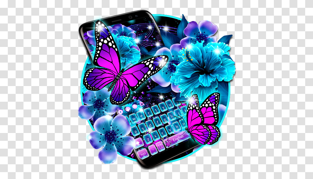 Color Rose Butterfly Love Keyboard Mobile Phone, Graphics, Art, Pattern, Ornament Transparent Png