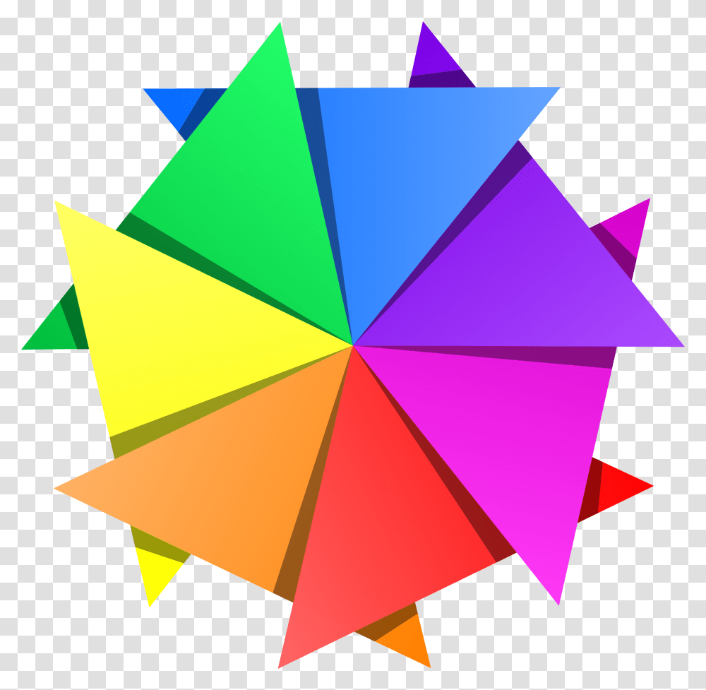 Color Star By Gustavorezende Star Made With Triangles Multi Color Star, Pattern, Ornament, Lighting Transparent Png
