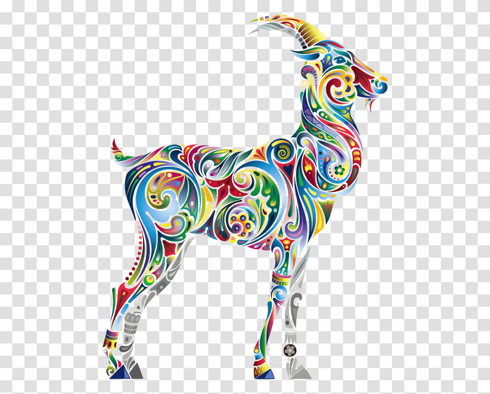 Color Vector Animal Hd Image Free Clipart Multi Colored Goat, Blow Dryer, Appliance, Hair Drier, Drawing Transparent Png