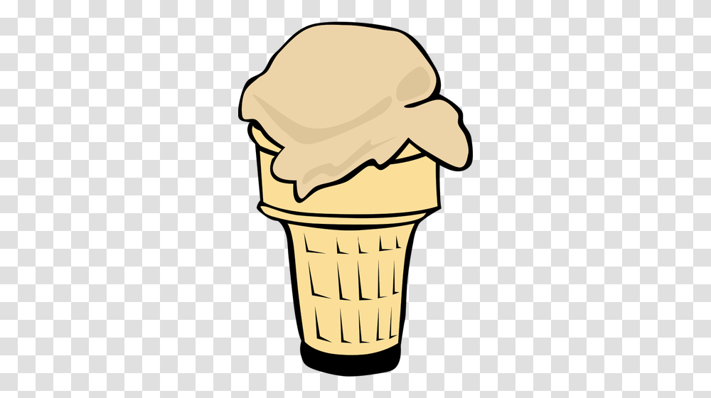Color Vector Illustration Of Ice Cream In A Half Cone Public, Dessert, Food, Creme Transparent Png