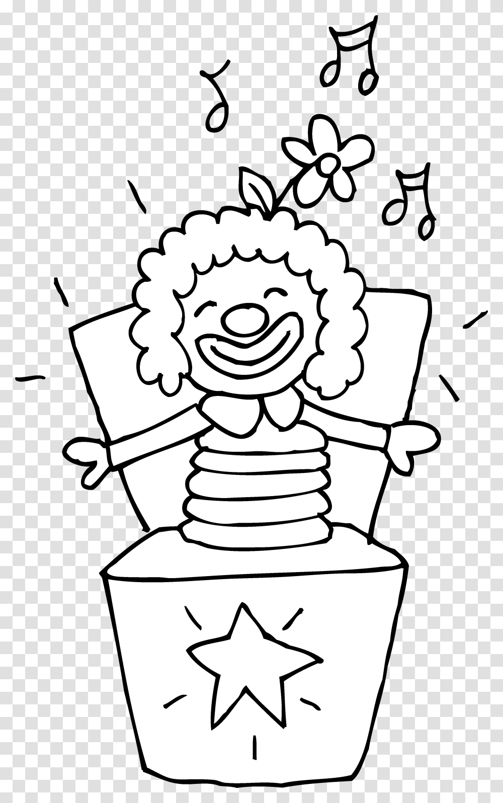 Colorable Jack In The Box Toy Jack In The Box Clipart Black And White, Food, Wedding Cake, Dessert, Rattle Transparent Png