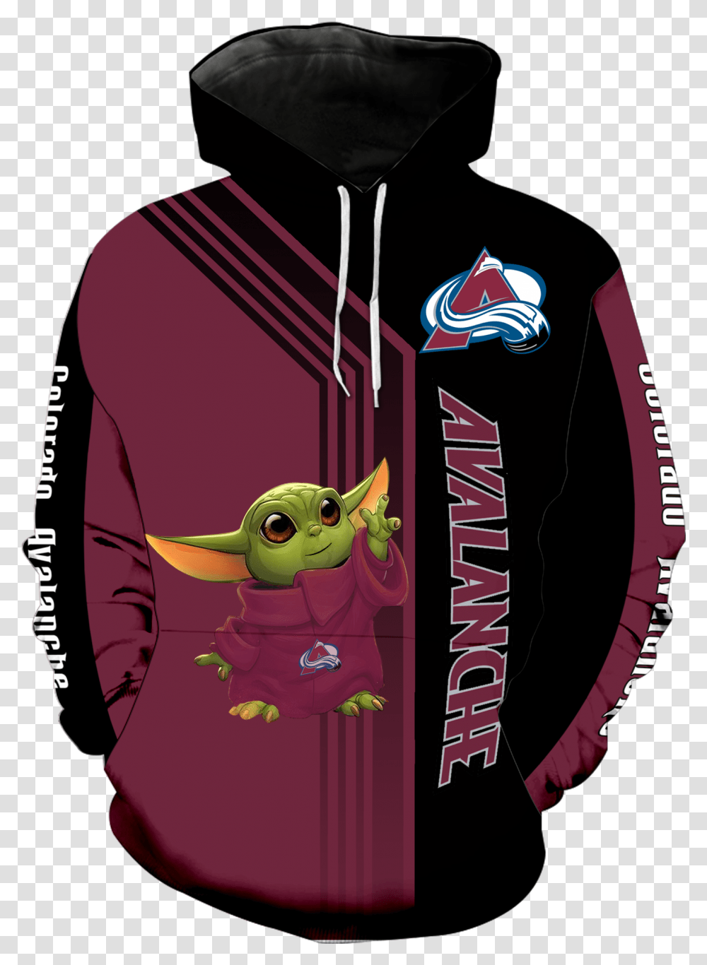 Colorado Avalanche Baby Yoda New Full All Over Print V1543 Wolf Sweatshirt, Clothing, Apparel, Sweater, Text Transparent Png