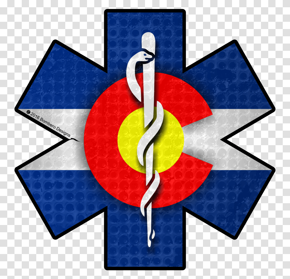 Colorado Star Of Life Sticker Bombero Designs, Logo, Trademark, Emblem Transparent Png