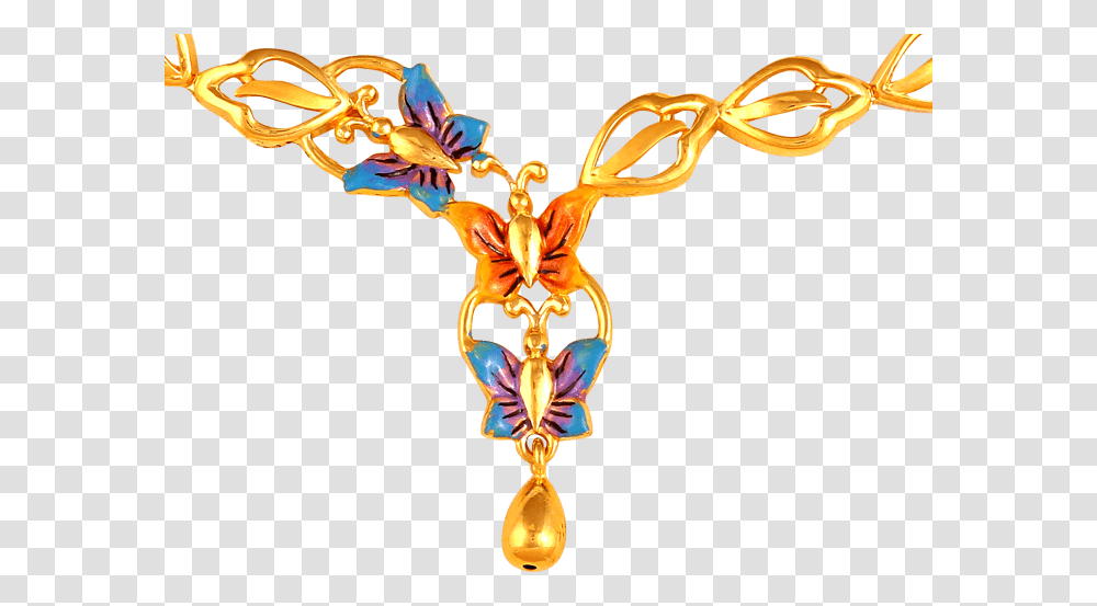 Colored Butterflies Gold Necklace Chain, Pattern, Sweets, Food, Confectionery Transparent Png