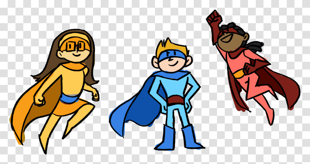 Colored Heros Superhero Cartoon, Person, People Transparent Png