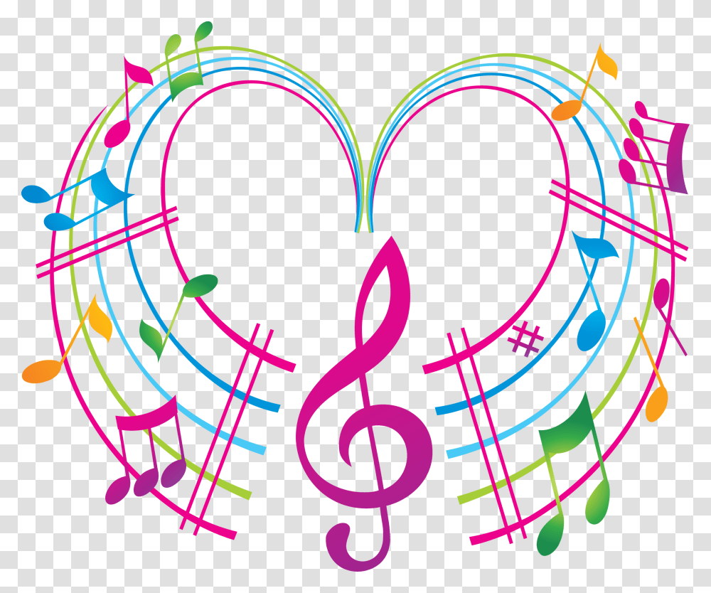 Colored Music Notes Clipart, Plot, Diagram Transparent Png