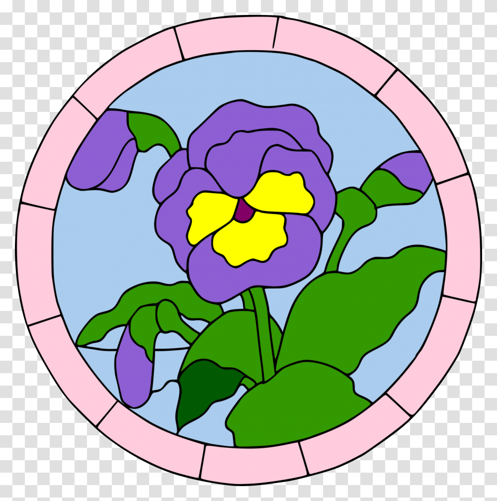Colored Pansy Stained Glass Icons, Painting, Floral Design Transparent Png