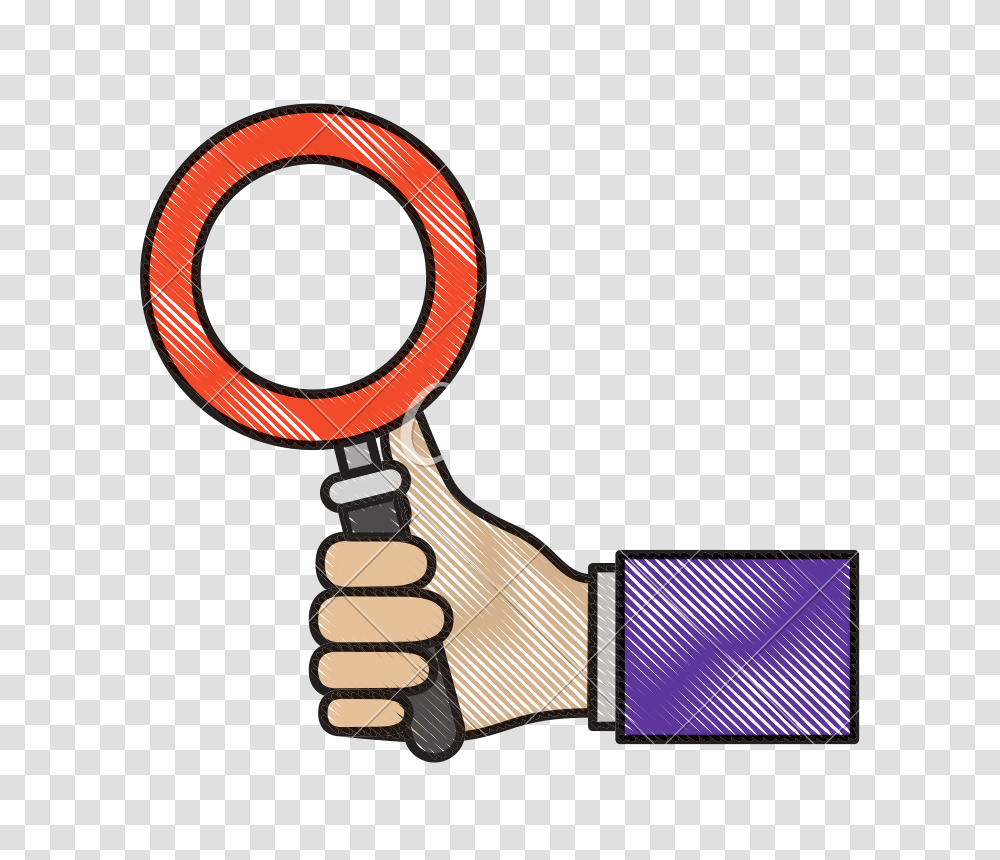 Colored Pencils Silhouette Of Hand Holding Magnifying Glass Transparent Png