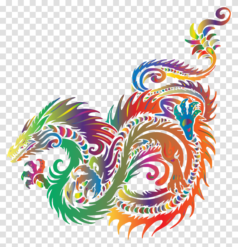 Colored Prismatic Dragon Vector Clipart Colorful Chinese Dragon, Pattern, Fractal, Ornament Transparent Png