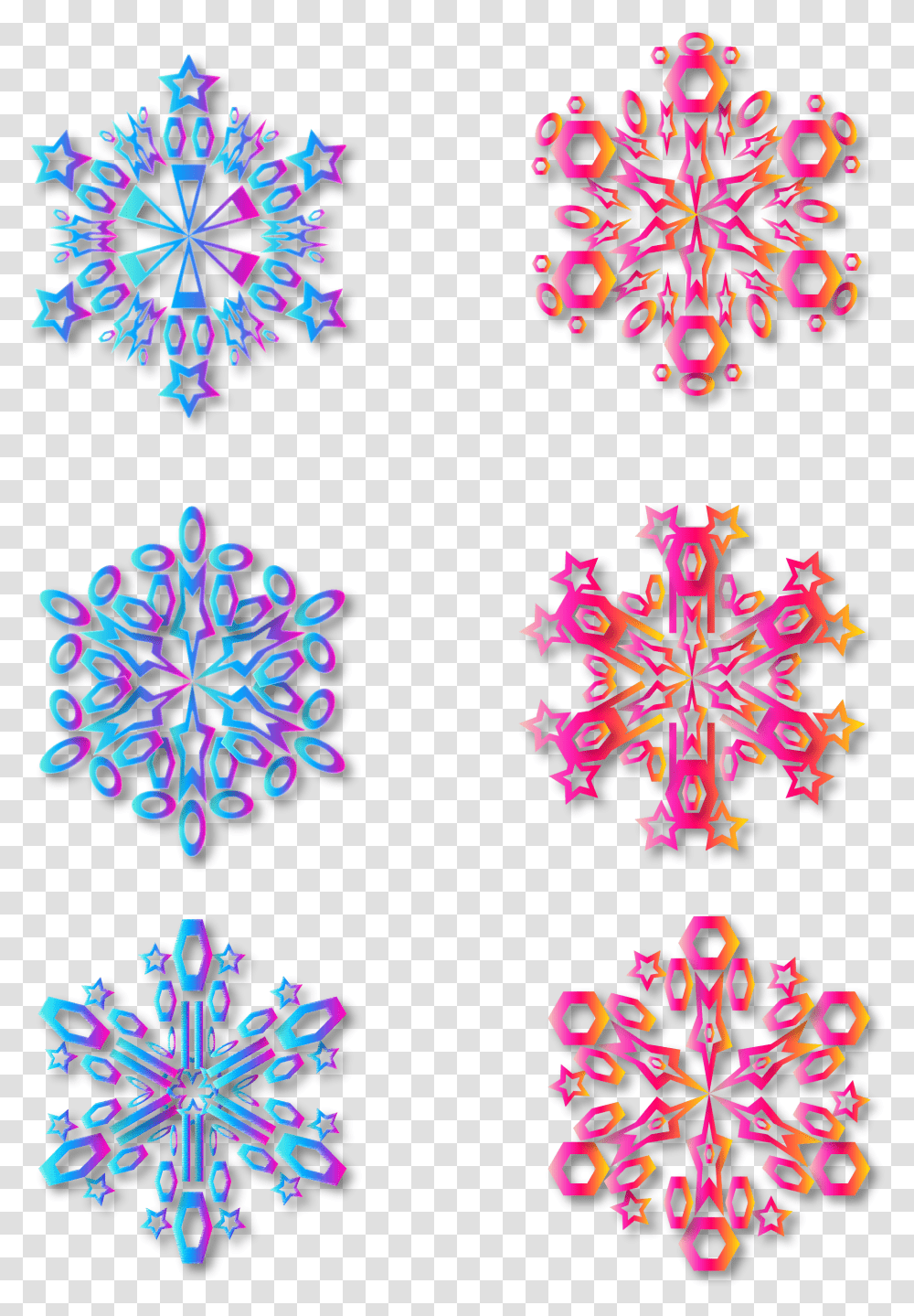 Colored Snowflakes Clipart Motif, Pattern, Ornament Transparent Png