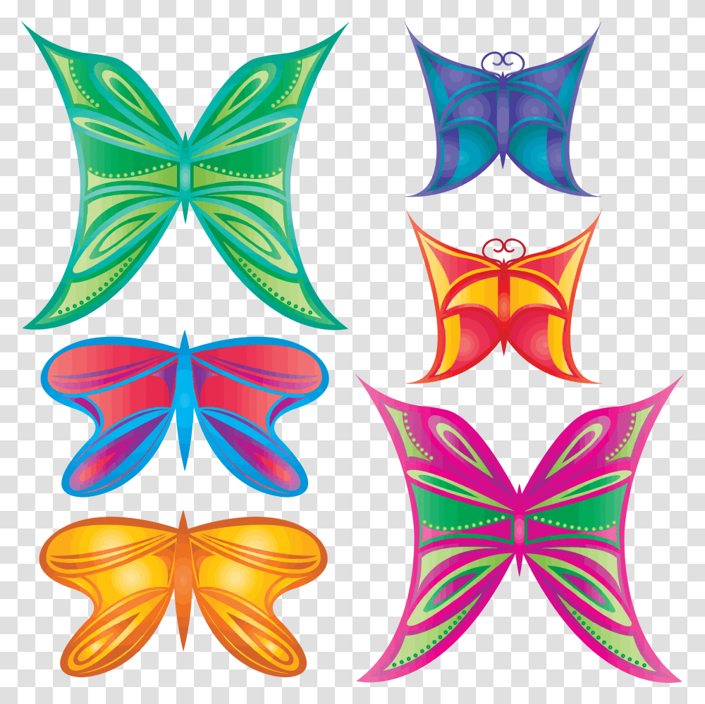 Colorful Abstract Butterflies Butterfly, Pattern, Ornament, Fractal Transparent Png