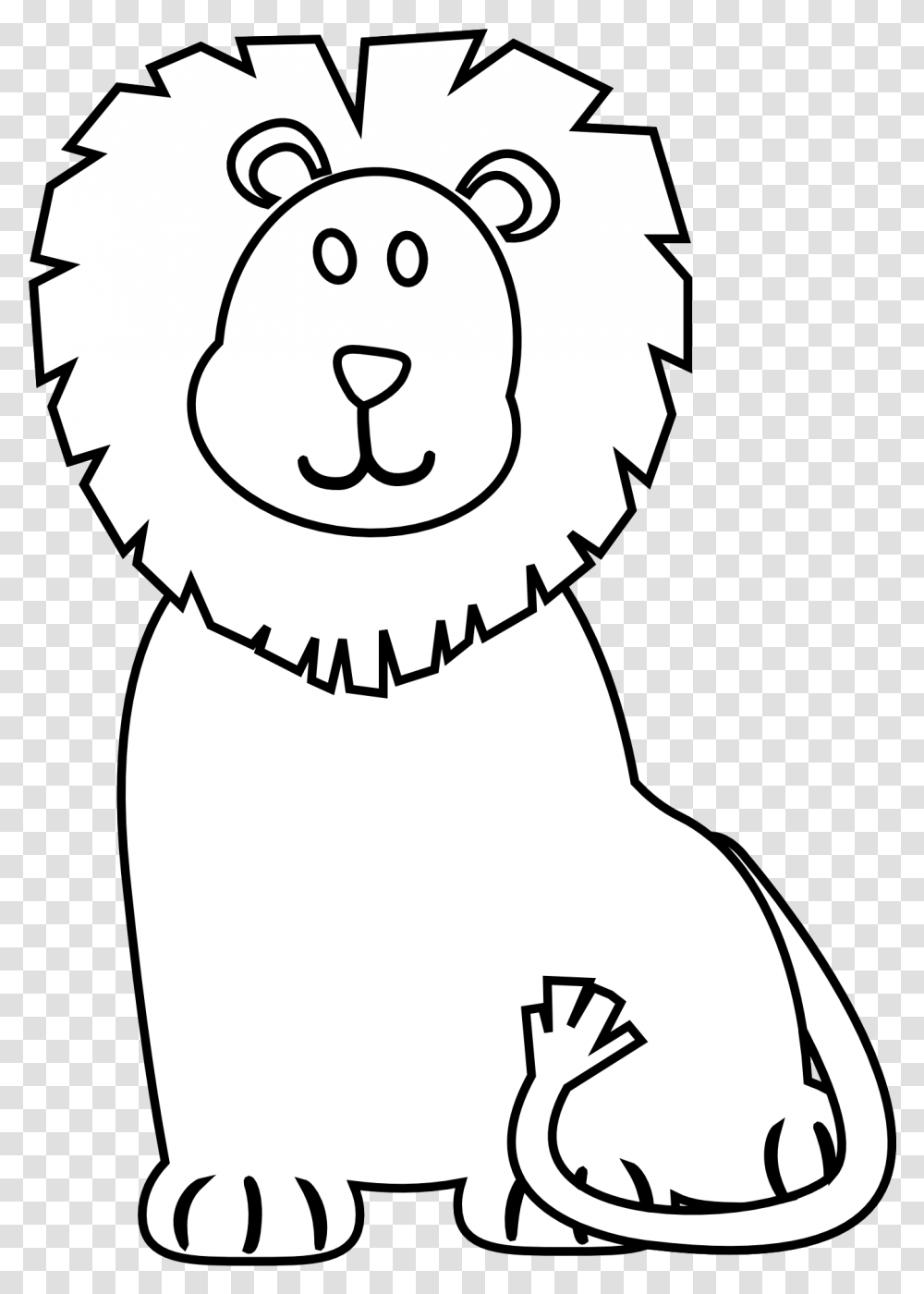 Colorful Animal Lion Black White Line 1979px Lion Clipart Black And White, Stencil, Number Transparent Png