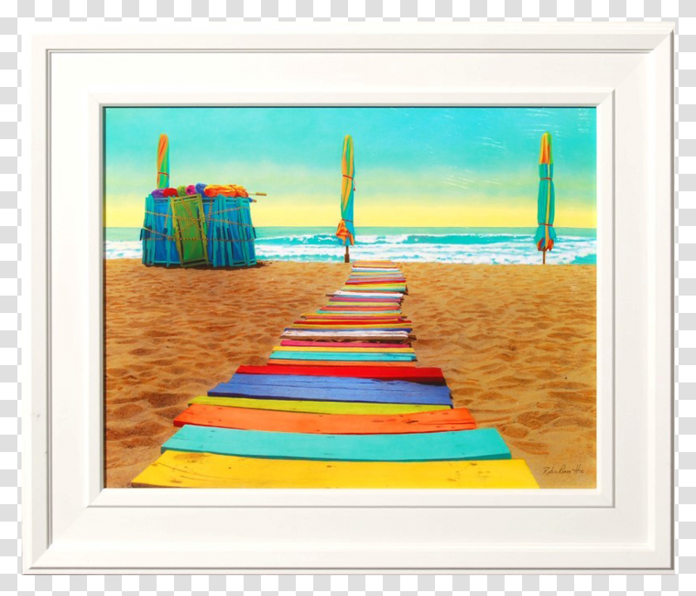 Colorful Beach Walkway Framed Art Print Poster, Sea, Outdoors, Water, Nature Transparent Png