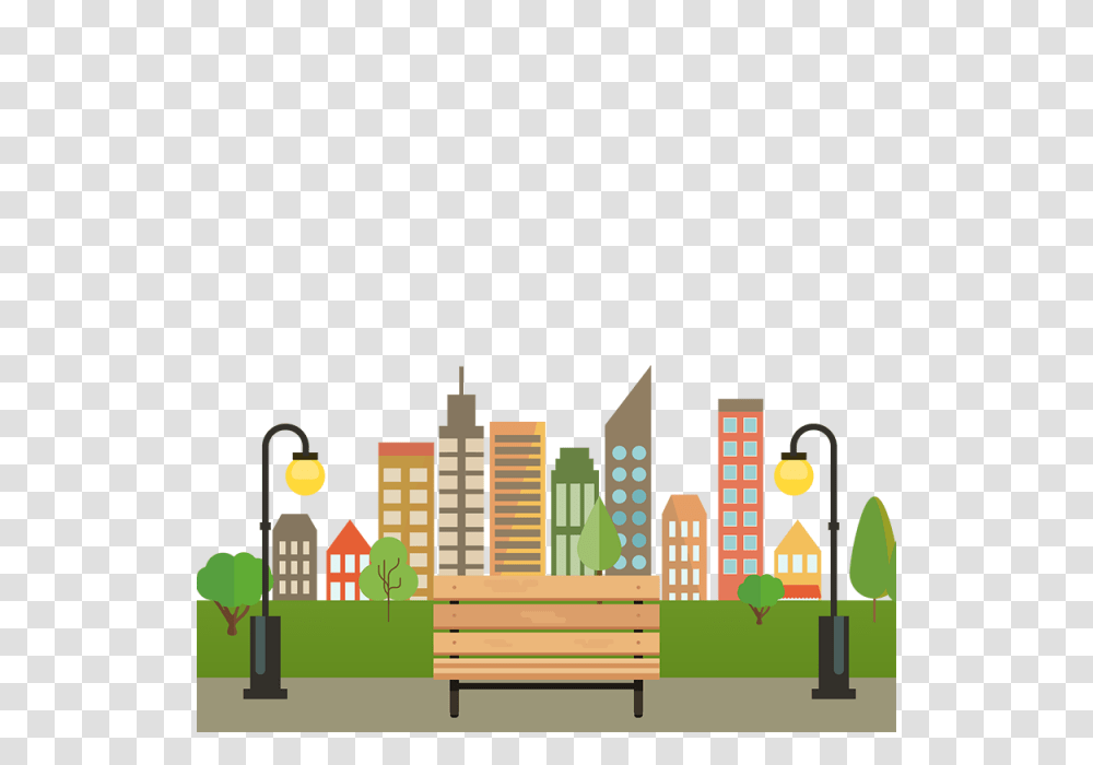 Colorful Building City With Bench Vector City With Benches, Urban, Drawing, Furniture Transparent Png