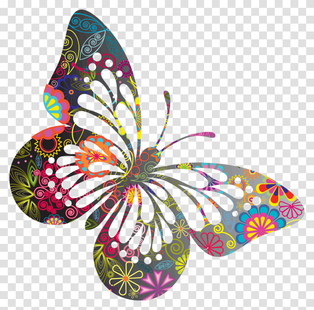 Colorful Butterfly Doodle Art, Drawing, Modern Art, Lighting Transparent Png