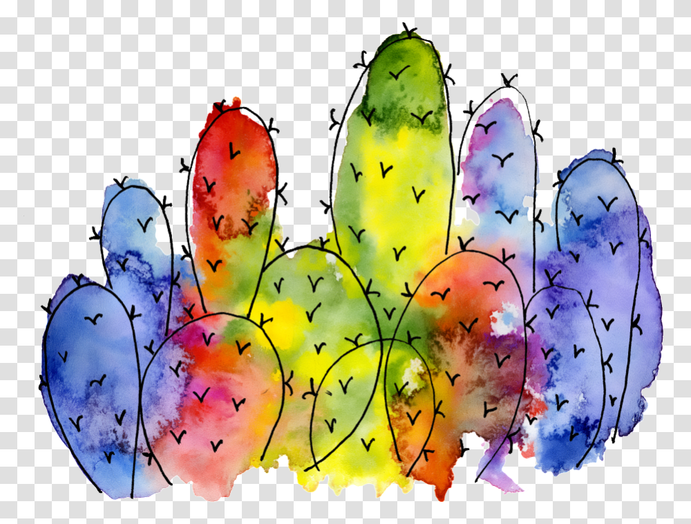 Colorful Cactus Watercolor Hand Painted, Modern Art, Painting, Canvas Transparent Png