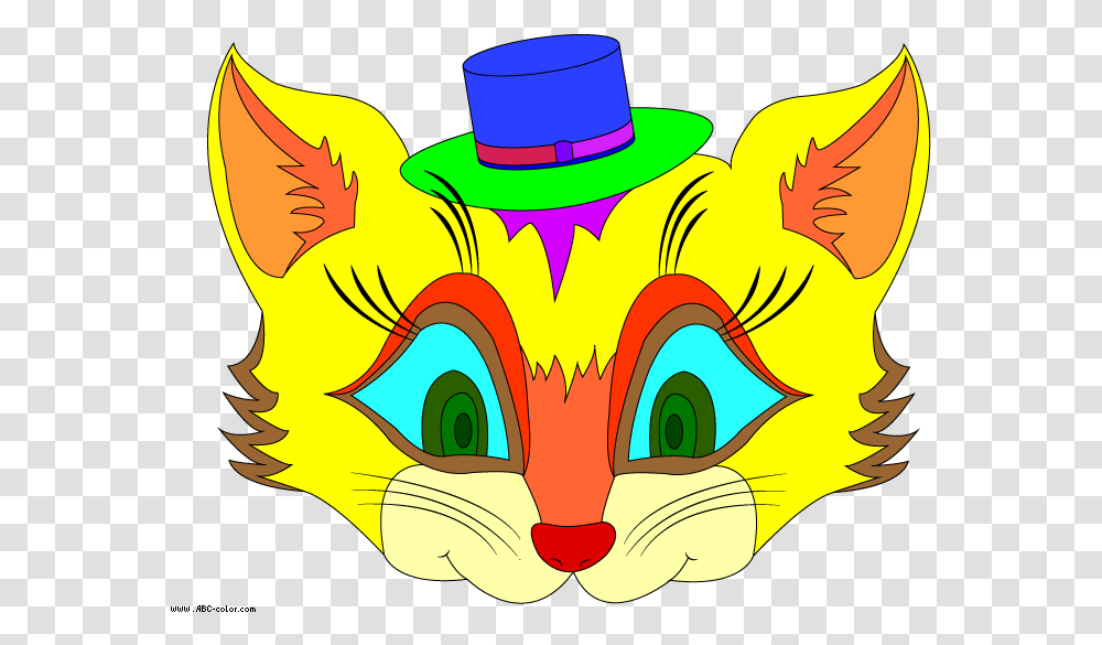 Colorful Cat With The Hat Clipart Free Image Cat Clipart Mask, Graphics, Outdoors, Nature Transparent Png