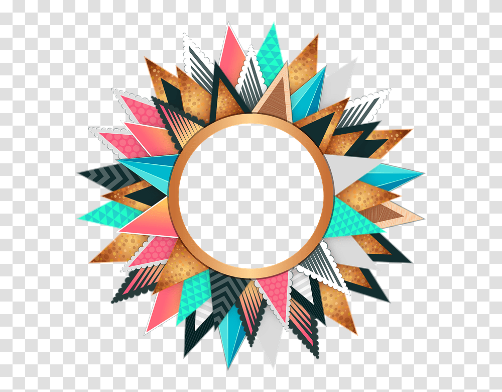 Colorful Circle Border Image, Star Symbol, Emblem Transparent Png