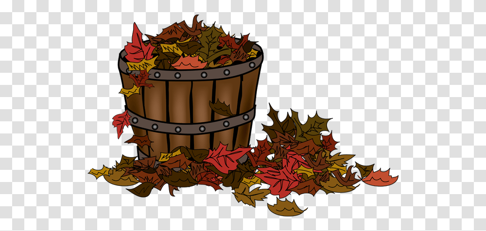 Colorful Clip Art For The Fall Season Basket Of Fall Leaves, Bucket, Leaf, Plant Transparent Png