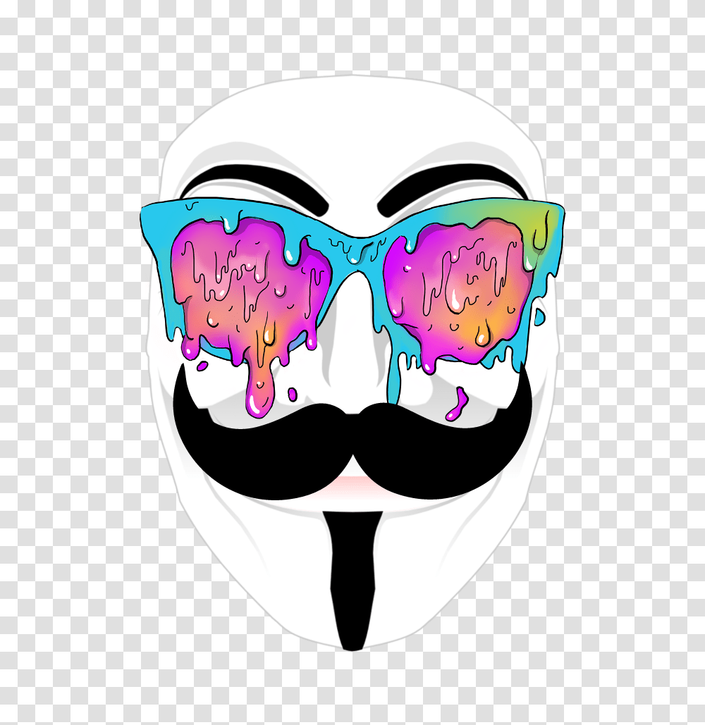 Colorful Colorsplash Popart Anonymous Mask Stickers Sti, Helmet, Apparel, Head Transparent Png
