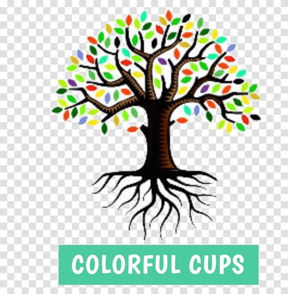 Colorful Cups Family Tree Clipart, Plant, Root, Flower Transparent Png