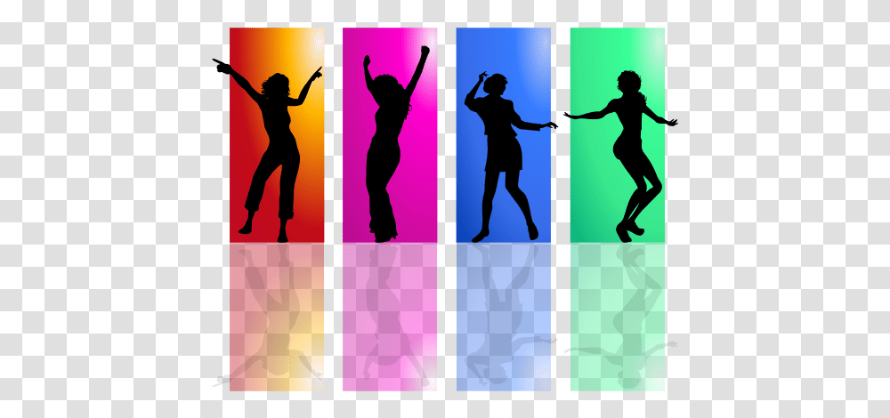 Colorful Dancing Women Silhouette Silhouette Dance, Person, Dance Pose, Leisure Activities, Advertisement Transparent Png