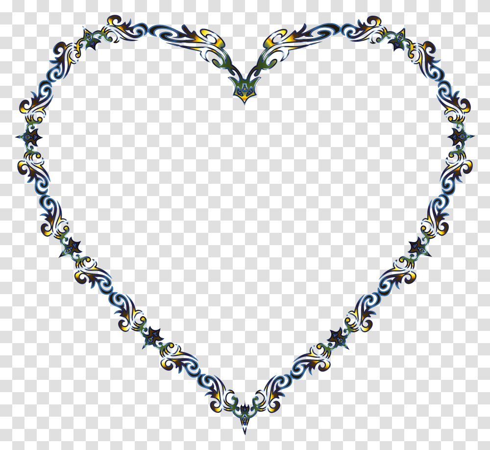 Colorful Fancy Decorative Line Art Heart 3 Clip Arts, Accessories, Accessory, Jewelry, Necklace Transparent Png