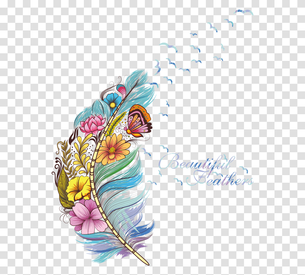 Colorful Feather Art, Floral Design, Pattern Transparent Png