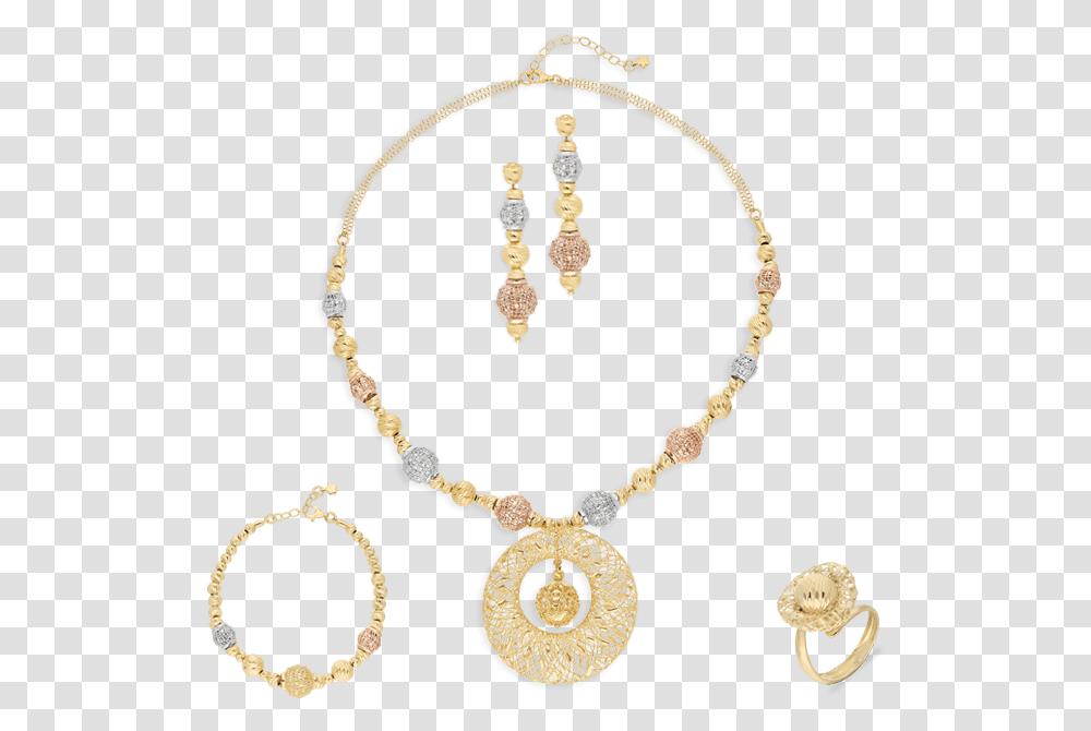 Colorful Filigree Orb Set Tricolor Gold Necklace, Accessories, Accessory, Jewelry, Earring Transparent Png