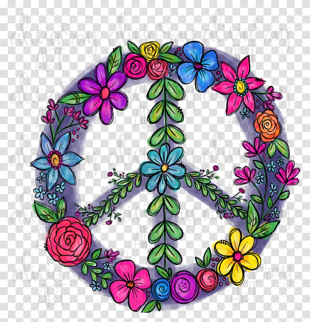 Colorful Floral Peace Sign Example Image Floral Peace Sign Svg, Pattern, Floral Design Transparent Png