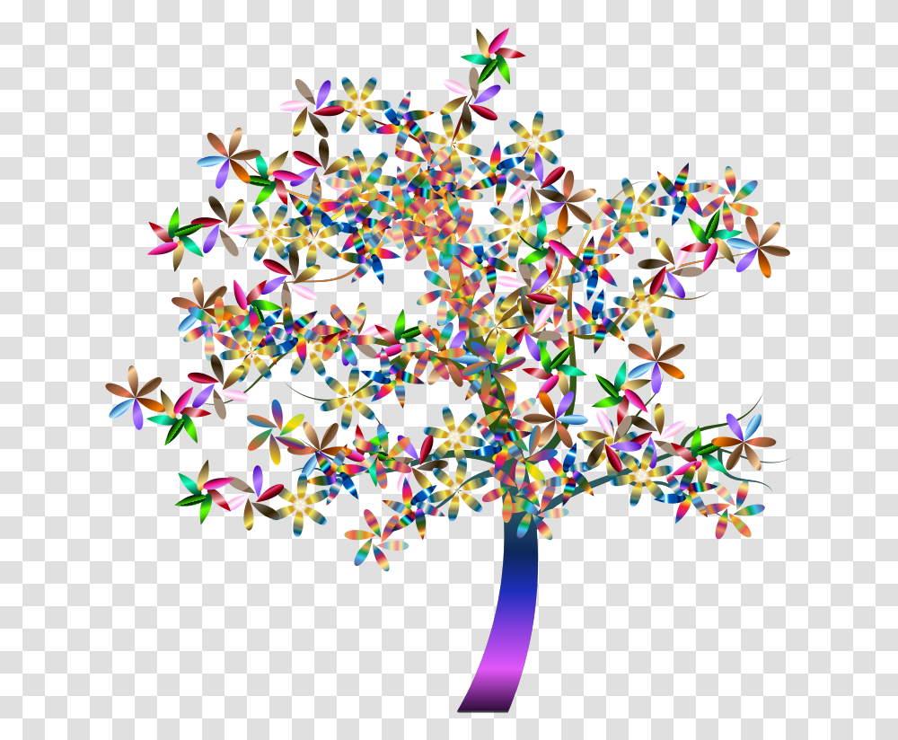 Colorful Floral Tree Colourful Tree, Confetti, Paper Transparent Png