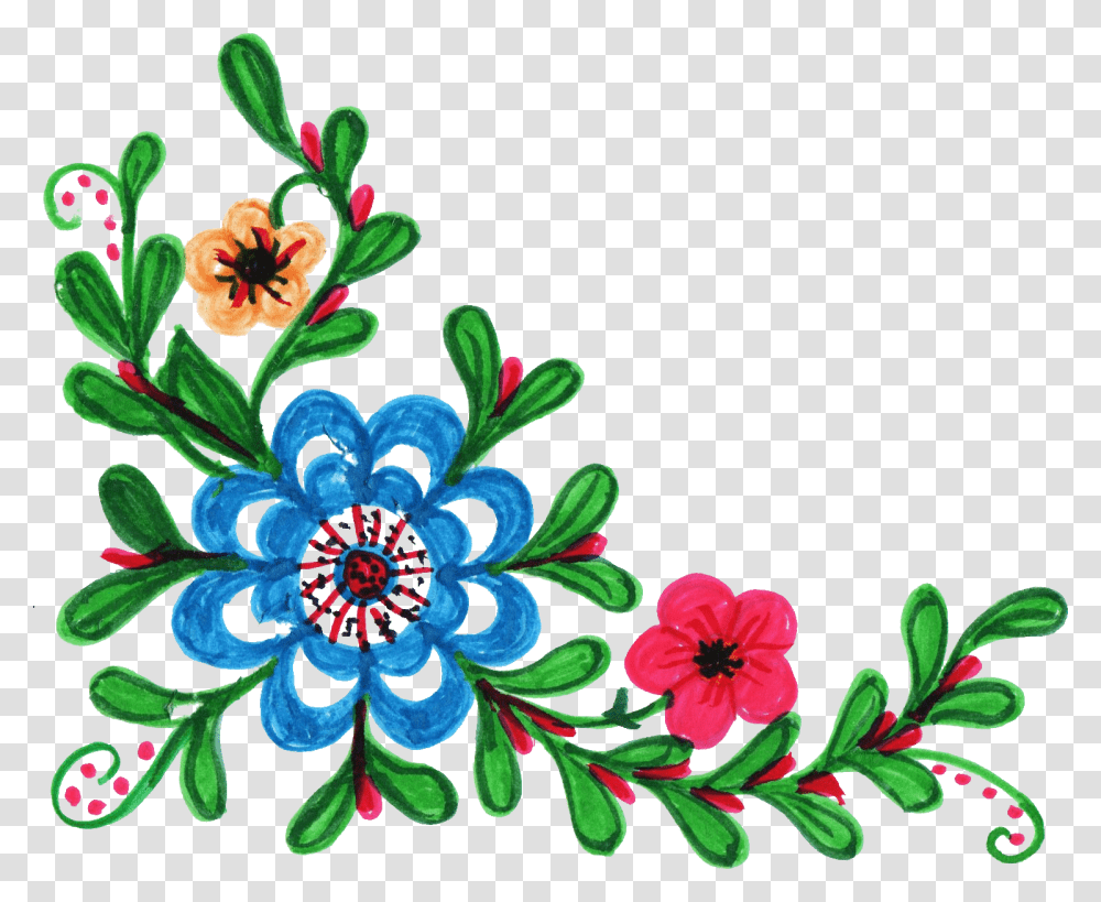 Colorful Flower Corner Vol Colorful Flower Clip Art, Floral Design, Pattern, Plant Transparent Png