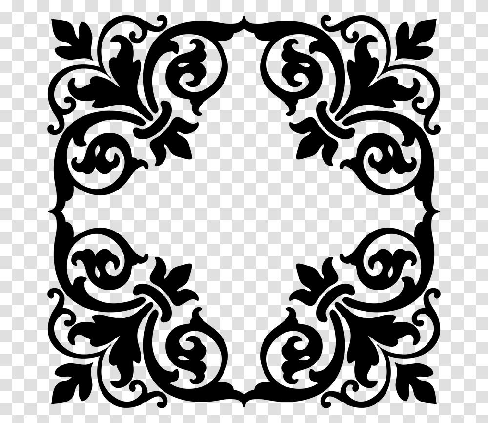 Colorful Frame Sketch Custom Damask Pattern, Floral Design, Rug Transparent Png
