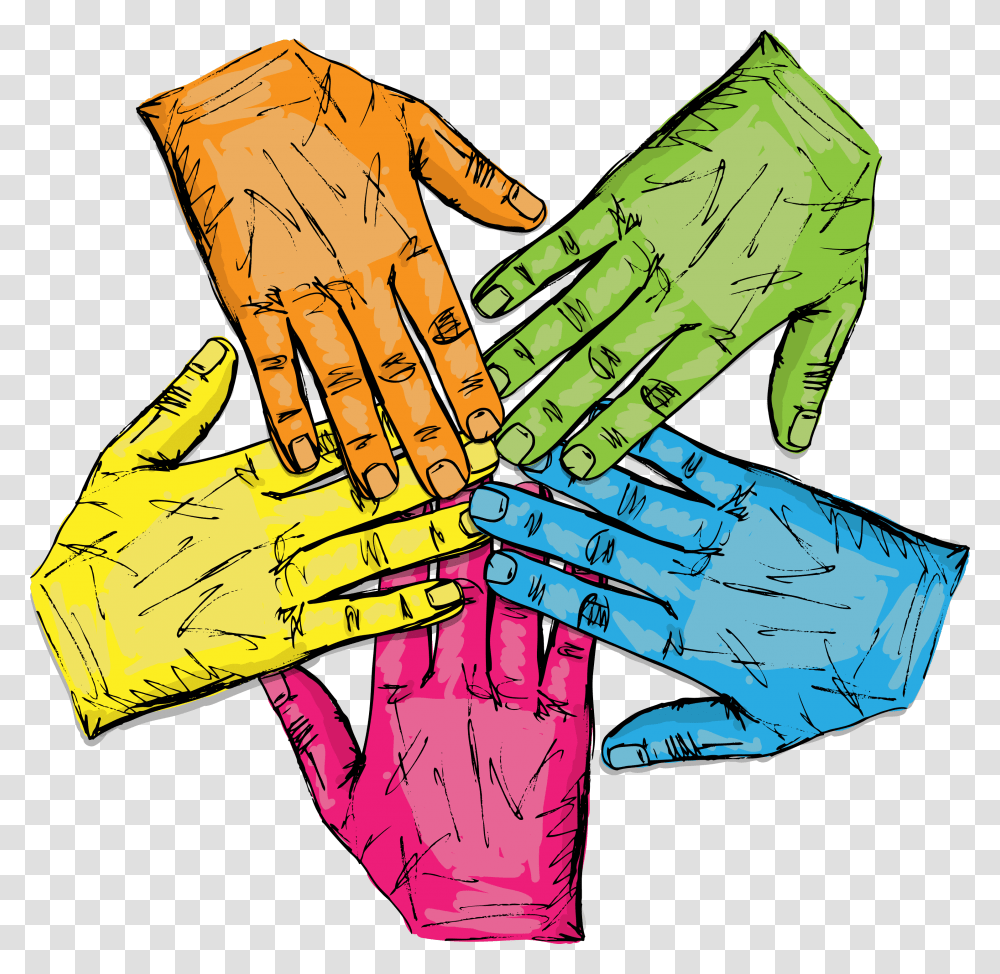 Colorful Group Of Hands Isolated On White Vector Illustration Hand Colorful Vector, Finger, Light, Drawing Transparent Png