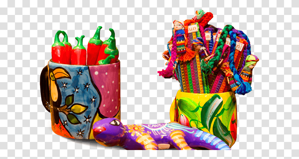 Colorful Hand Painted Pottery And Embroidered Textiles Mexico Souvenirs For Kids, Festival, Crowd, Inflatable Transparent Png