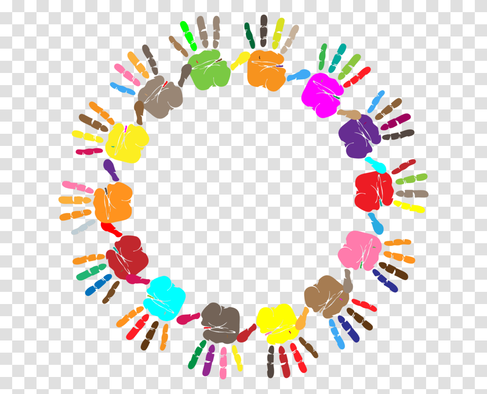 Colorful Hand Print, Crowd, Wreath Transparent Png